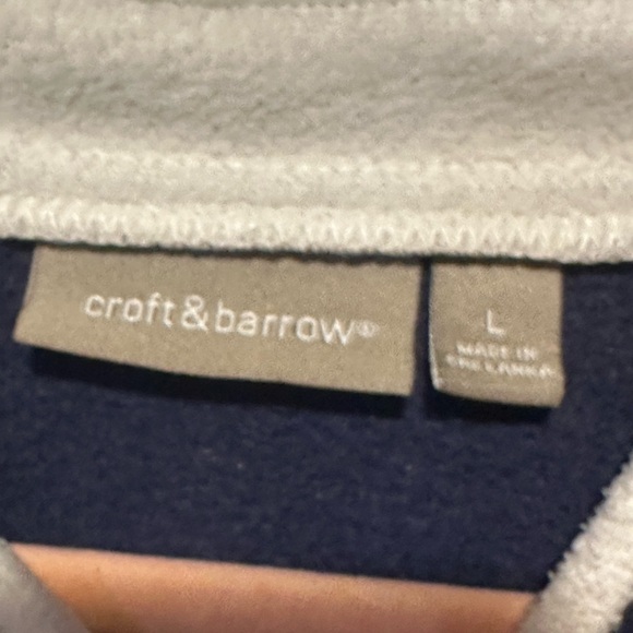 Cabin embroidered fleece sweater navy V-neck size‎ L seasonal holiday - Picture 5 of 6